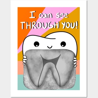 Tooth with x-ray illustration - I can see through you! - for Posters and Art